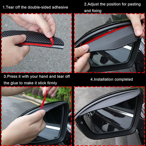 2 Pcs Carbon Fiber Car Side Mirror Rain Eyebrow Guard, Car Rearview Mirror Rain Brow, Waterproof Rearview Mirror Smoke Cover, For SUV, Truck, Car,...