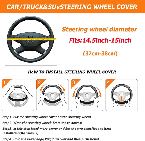 Car Steering Wheel Cover, Microfiber Breathable Ice Silk Steering Wheel Cover for Women & Men, 15 Inch Car Accessories Anti-Slip Interior Trim Whe...