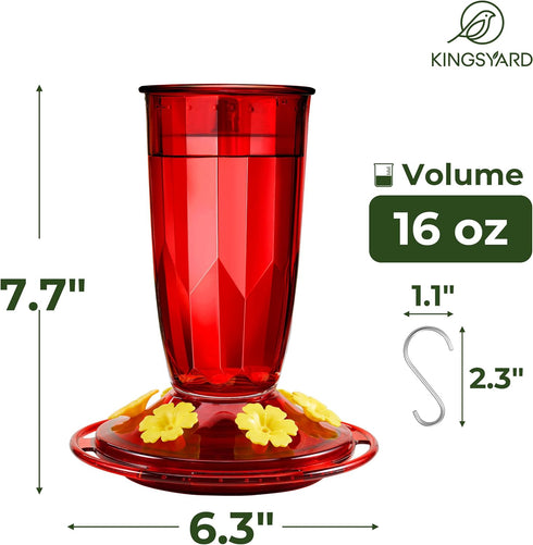 Kingsyard Hummingbird Feeder for Outdoors Hanging - 6 Bee Guard Feeding Ports & Built-in Ant Moat, Wild Bird Feeder for Outside Garden Yard Patio ...