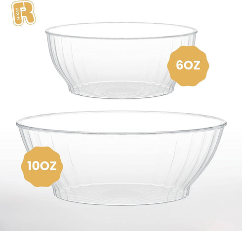 R-kay 6 Oz Clear Plastic Bowls - 50 Pack disposable bowls - Premium Hard Small Plastic Bowls - Heavy Duty Ice Cream Bowls Disposable Dessert Bowls...