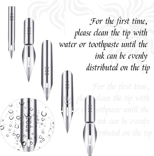 11 Pieces Comic Pen Nib Set, G-Pen Ink Nib Stainless Steel Drawing Comic Pen Nib Calligraphy Nibs with Wooden Comic Pen Nib Holder for Writing, Pa...