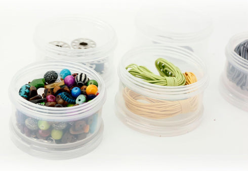 Paylak Containers Storage Small Impact Resistant Stackable Clear 5 For Beads Crafts Findings Small Items 2.50" Round...