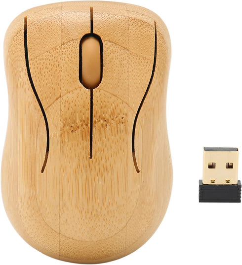 Bamboo Keyboard and Mouse, 2.4GHz Computer Devices with USB Receiver, Optional 1200DPI MouseCompact KeyboardWireless Keyboard and Mouse Combo (Mou...