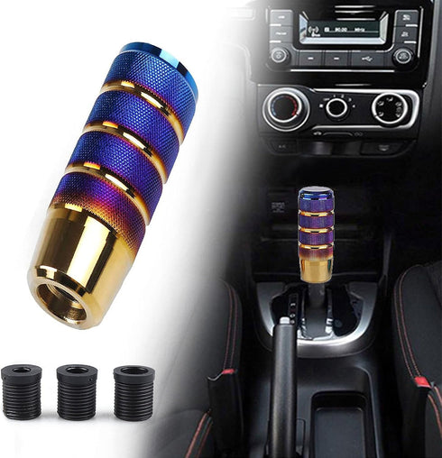 Shift Knob, 3.78" Aluminum Weighted Car Gear Shift Manual knobs with 3 Threaded Adapters M8 M10 M12 Fit Universal Manual Transmission Vehicle (Bur...