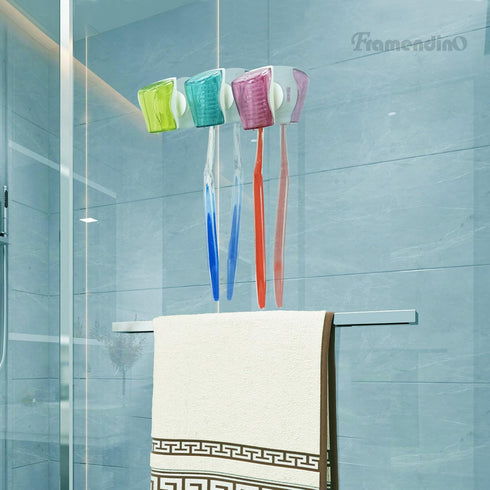 Framendino, 6 Pack Toothbrush Head Covers Caps Holder Case Protector Box with Suction Cup Convenient for Bathroom Wall Mirror Home Outdoor Travel...