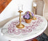 White Mauve Rose Jacquard Peacock Tail Lace Table Runner, Dresser Scarf, Coffee Table Runner, Pink Light Purple (16Wx35L)...