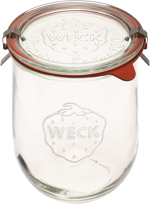 Weck Tulip Jar - Sour Dough Starter Jars for Sourdough - 1 x WECK 745 Large Clear Jar with Wide Mouth - 1 Liter Includes Glass Lid, rubber seal an...