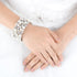EVER FAITH Women's Wedding Jewelry Austrian Crystal Cream Simulated Pearl Bridal Cuff Bracelet Clear Silver-Tone...