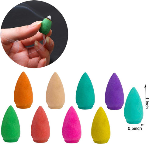 Aneco 180 Pieces Backflow Incense Cones 10 Mixed Natural Scents Rose Jasmine Lily Mint Lavender and More Kinds of Mixed Natural Backflow Incense C...