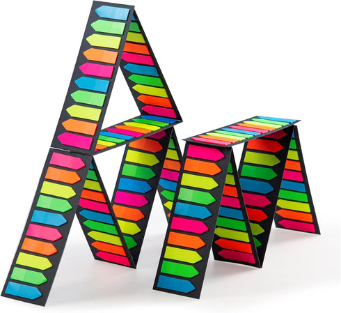 Fluorescent Translucent Sticky Note Flags, 2400 Pcs Total, Pack of 10 Color Tabs, Arrow Sticky Notes, Page Flag Markers, Arrow Index Tabs...