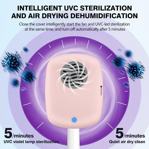 UV Toothbrush Covers Case and Holder with Light,Toothbrush Covers with Holder, Rechargeable Portable Toothbrush Cleaner Case, Toothbrush Box Fan w...