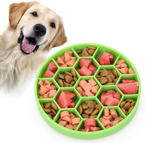 Slow Feeder Dog Bowls, Silicone Dog Bowl with Suction Cup, Dog Puzzle Feeder Interactive for Bloat Prevention, Slow Feeding Dog Bowl Pet for Large...