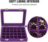 Velvet Jewelry Box 24 Grid Jewelry Ring Display Organiser Box Tray Holder Earrings Storage Case for Girls Wife Mom Women (Purple)...