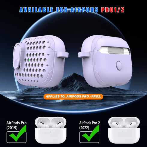 AirPods Pro Second Generation Protective case with Cleaning kit, Anti-Fall Lock Design, Personalized Hollow Style - Pure Purple...