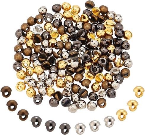 NBEADS 200 Pcs 4 Colors Mini Shank Buttons, 4mm Diameter Metal Blazer Buttons Sewing Buttons Mushroom Shape for Blazers Suits Sport Coat Uniform J...