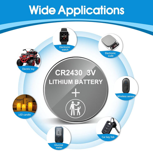 CR2430 Battery, 3V Lithium Coin Battery 20 Count Pack, CR 2430 3 Volt Button Cell Battery Replacement for Remote Controls, Car Key Fobs, Watches, ...