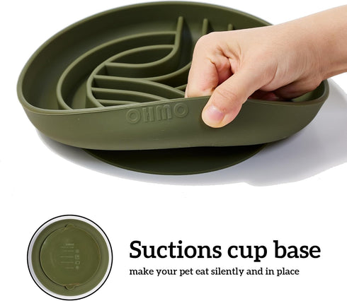 Slow Feeder Dog Bowls(Tree Life, Camo Green) Enrichment Soft Silicone Food Safe Feeding Bowl Non Slip Suction Cup for All Breed Pet, Cat Slow Down...
