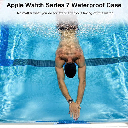 YMHML Waterproof Case Compatible for Apple Watch Series 8/7 45mm with Tempered Glass Screen Protector, Hard PC Full Touch Sensitive Protective Cov...