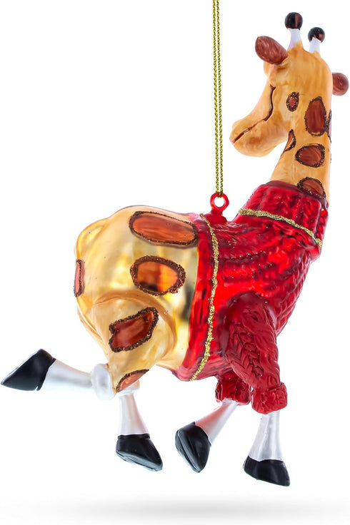 Statuesque Stylish Giraffe Blown Glass Christmas Ornament...