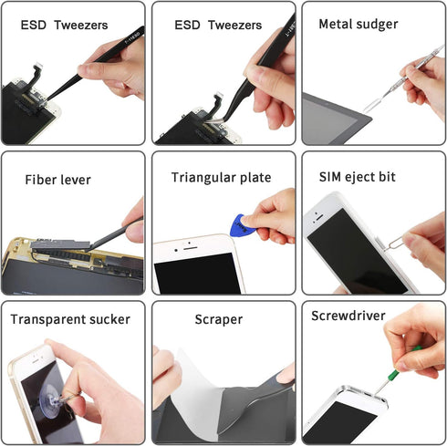 Kaisi Professional Electronics Opening Pry Tool Repair Kit with Metal Spudger Non-Abrasive Nylon Spudgers and Anti-Static Tweezers for Cellphone i...