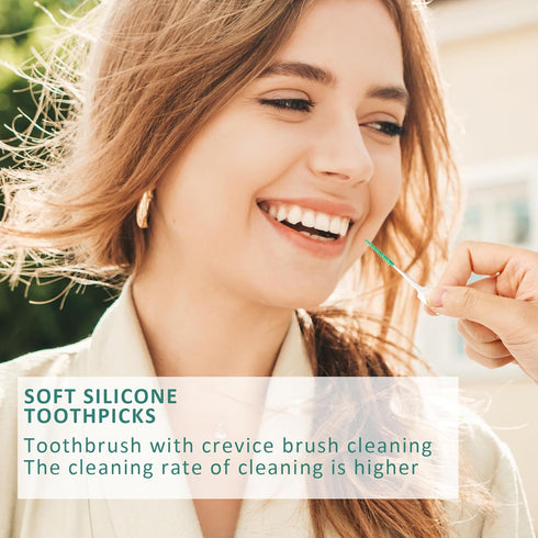 200 Pieces Portable Soft Silicone Toothpick Toothbrush Original 360° Bendable Soft Bristles Brush Suitable for Oral Care of Adults and Children Du...