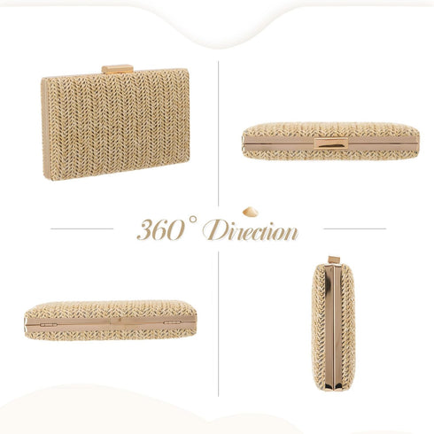 Straw Clutch Purses Women Summer Beach Handbags Clutch Purses Chain Crossbody Shoulder Bag Evening Bag...