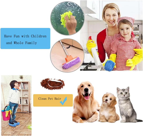 Mop Slippers Shoes Cover Dust Duster Slippers Foot Socks Cleaning Floor Hair Cleaners Sweeping Microfiber Mop House office Bathroom Kitchen Washab...