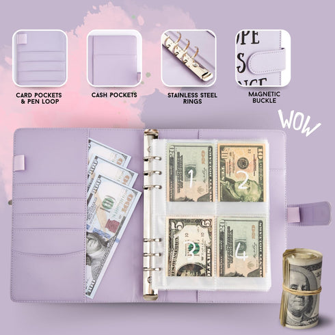100 Envelopes Money Saving Challenge Book with Preprinted Numbers and Laminated Tracking Page - Easy & Fun Way to Save $5,050 in 100 Days, Money B...