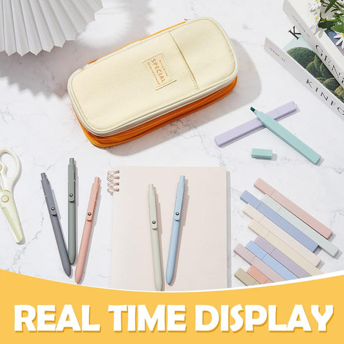 Henoyso 18 Pcs Aesthetic Bible Study Supplies Include Big Capacity Pen Bag with Zipper 12 Pcs Chisel Tip Bible Highlighters 5 Pcs Quick Dry Retrac...