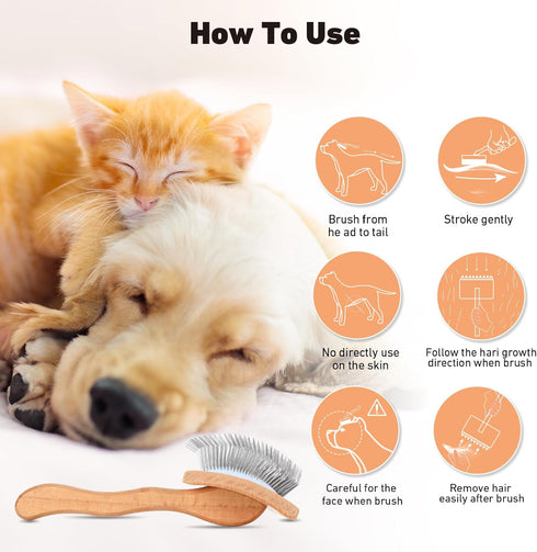 Dog Slicker Brush for Shedding and Grooming Medium or Long Haired Cats, Extra Long & Soft Pin Slicker Brush for Removes Loose Hair, Tangles, Knots...