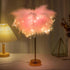 Pink Feather Lamp - LED Atmosphere Feather Night Lights Bedside Lamps for Mother, Girlfriend Home Girl Room Wedding Decoration...