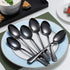 Kyraton 6-Piece 8" Stainless Steel Table Spoon Set, Titanium Black Plating, Gold Soup & Dessert Spoons, Dishwasher Safe...