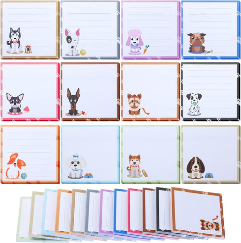 Handepo 12 Pack Dog Cat Notepad Small to Do List Sticky Notes Funny Cute Note Pads Dog Sticky Notes Puppy Cat Theme Self Stick Note Pads Memo Pads...