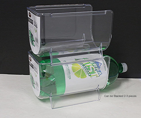 Dependable Industries inc. Essentials Stackabale Fridge & Freezer Safe Soda Bottle Holder Space Saver Pantry, Countertops and Cabinets - Holds 2-L...
