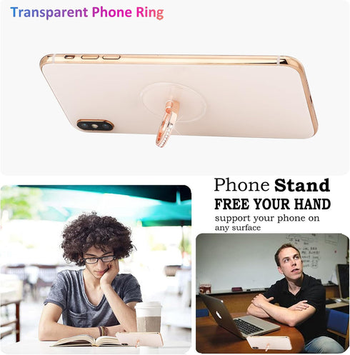 Transparent Cell Phone Ring Holder Kickstand,Bling Bling Sparkle Diamond Clear Cell Phone Finger Ring Grip Stand(Silver/Rose Gold)......