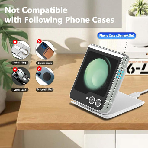 Wireless Charger for Samsung Galaxy Z Flip, Foldable Portable Travel Wireless Charging Stand, 15W Fast Wireless Charger Station for Galaxy Z Flip6...