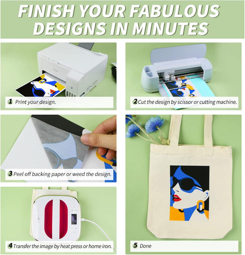 HTVRONT Iron on Transfer Paper for T Shirts - 10 Pack Printable Heat Transfer Vinyl 8.5" X 11" - Wash Durable Heat Transfer Paper for Inkjet Print...