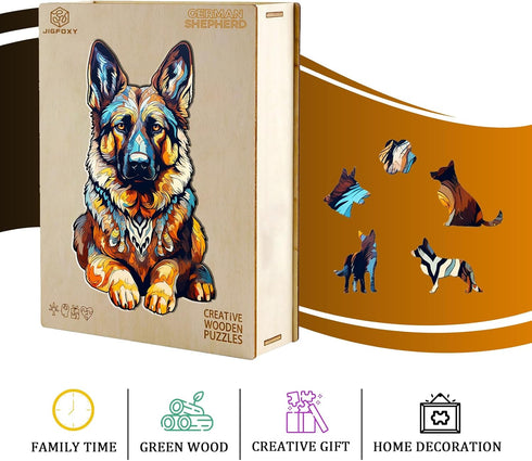 Wooden Puzzles for Adults, German Shepherd Dog Wooden Jigsaw Puzzles for Adults, Unique Animal Shape Wood Cut Puzzles for Puzzle Lovers, Birthday ...
