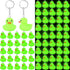 Deekin 24 Pcs Glow in The Dark Green Rubber Duck Keychain Bulk Halloween Birthday Party Favor Cruise Giveaways, Green Light up Keyrings for Goodie...