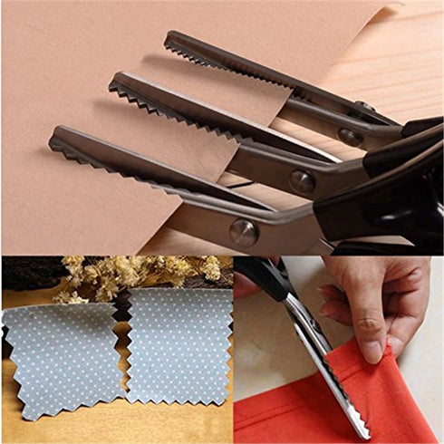 Pinking Shears, Stainless Steel Dressmaking Scissors, Serrated and Scalloped Blades, Professional Sewing Craft Cut Tailor Zig-Zag Tool, Fabric Dec...