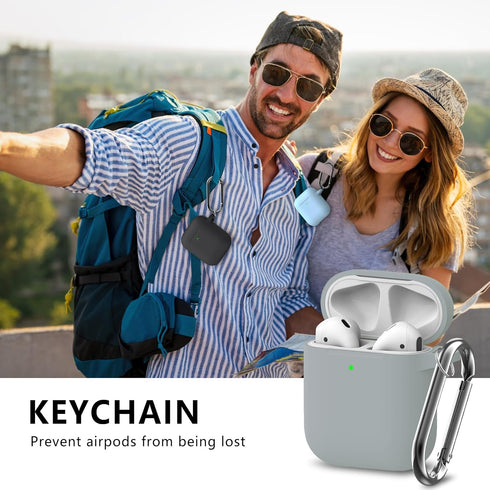 for Airpods Case Cover 2&1 with Cleaner Kit,Soft Silicone Protective Case for Apple AirPods 2nd/1st Generation Charging Case with Keychain,Shockpr...