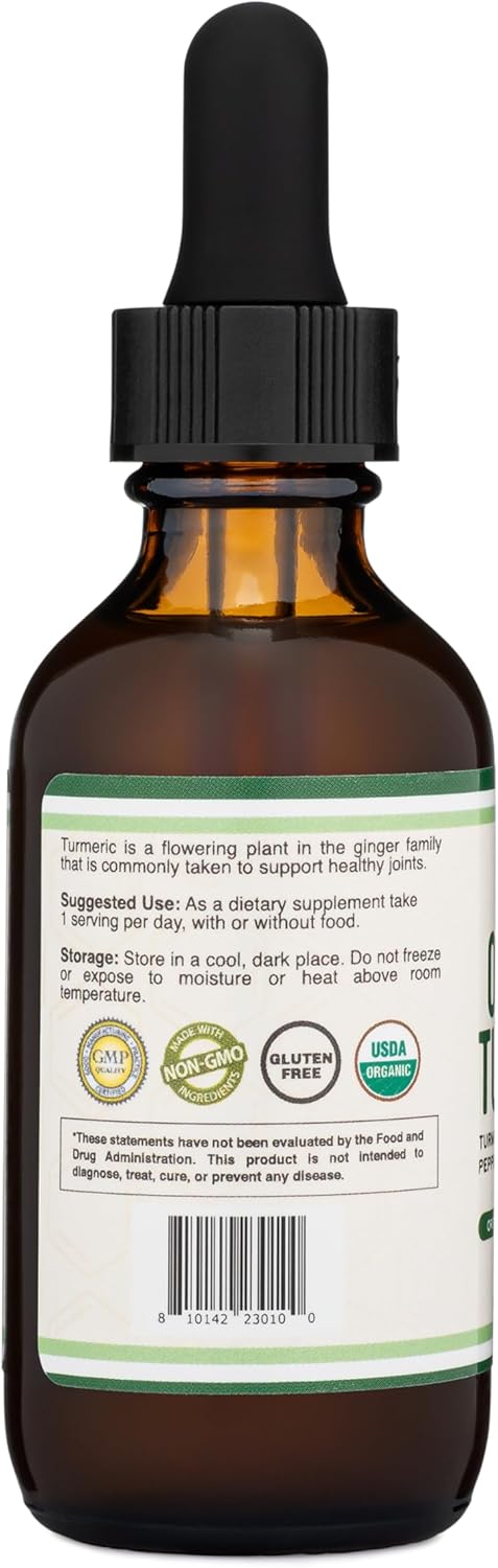 Turmeric Curcumin with Black Pepper Drops - Organic Turmeric Supplement Drops 1,180mg - 2FL OZ, 60 Servings (with Black Pepper Seed, Ginger, Rosem...