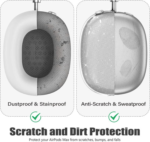 ?3 in 1? Case for AirPods Max Headphones, Clear Soft TPU Anti-Scratch Protective Case Cover, No Yellowing Transparent Accessories for Apple AirPod...