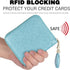 Easyoulife Womens Credit Card Holder Wallet Zip Leather Card Case RFID Blocking (Glitter Teal)...