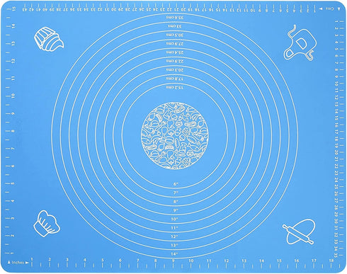 Silicone Baking Mat for Pastry Rolling Dough with Measurements,19.7" x 15.7" BPA Free Non stick and Non Slip Blue Table Sheet Baking Supplies for ...