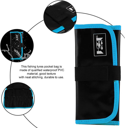 Jig Bag,Fishing Lure Jig Bag Waterproof PVC Pockets Bags Fishing Tackle Gear Tools Accessories Bag 31x22cm/12.2x8.6inch(Blue) Slow Jig Case Calcut...