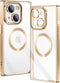 Jmltech for iPhone 14 Plus Case Magnetic Clear Square Edge Cute Transparent Silicone Soft TPU Luxury Plating Bumper Phone Case with MAGSAFE Chargi...