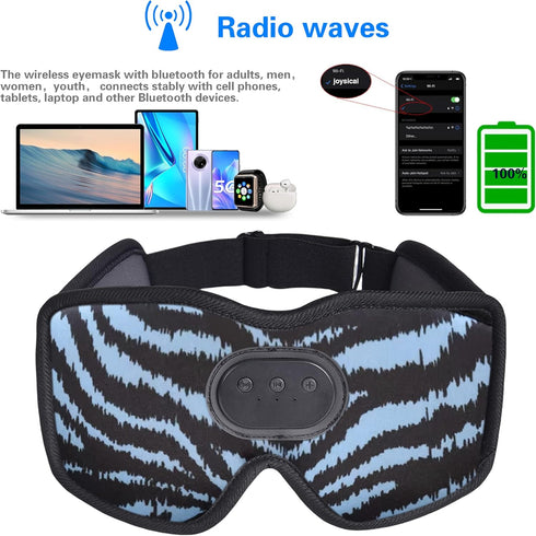 Sleep Eye Mask with Bluetooth Headphones, 3D Music Sleeping Headphones Wireless Bluetooth Sleep Mask with Adjustable Ultra Thin Stereo Speakers Li...