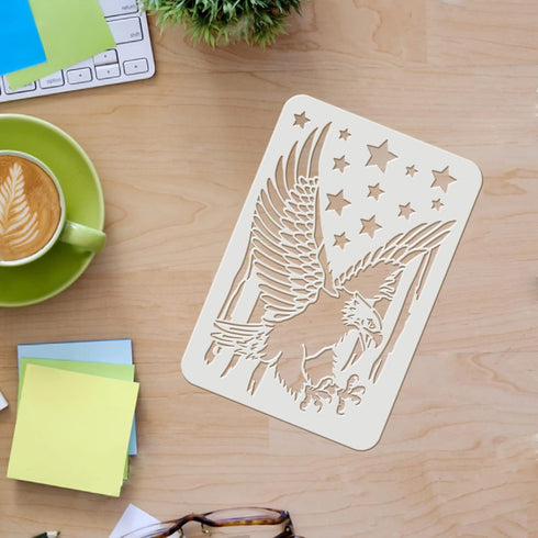 FINGERINSPIRE Eagle Stencil 11.7x8.3 inch A4 Eagle Flag Stencil for Painting Reusable Eagle Pattern Drawing Stencil Eagle DIY Craft Stencil for Pa...