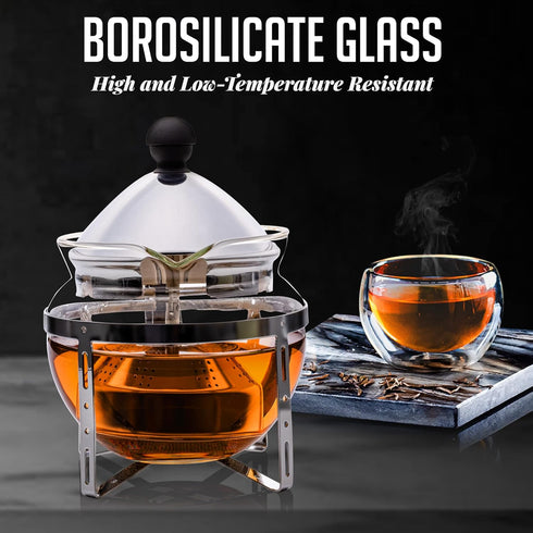 OVENTE Glass Teapot with Removable Stainless-Steel Infuser for Blooming Tea and Loose Leaf, 17oz Borosilicate Glass Tea Maker Perfect for Personal...